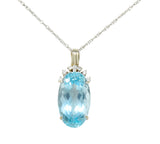 Vintage 20.50 CTW Aquamarine Diamond 14 Karat White Gold Enhancer NecklaceNecklace - Wilson's Estate Jewelry