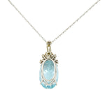 Vintage 20.50 CTW Aquamarine Diamond 14 Karat White Gold Enhancer NecklaceNecklace - Wilson's Estate Jewelry