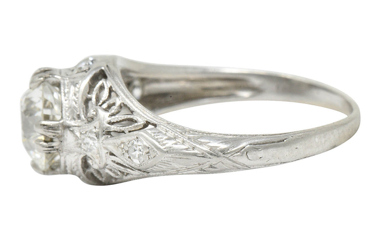 Edwardian 1.04 CTW Diamond Platinum Engagement Ring GIARing - Wilson's Estate Jewelry