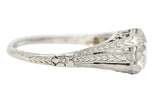 1922 Art Deco 1.79 CTW Diamond Platinum Scrolled Lotus Engagement RingRing - Wilson's Estate Jewelry