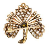 Edwardian 2.35 CTW Fancy Diamond & Diamond Platinum-Topped 18 Karat Gold Clover Pendant Brooch Wilson's Estate Jewelry