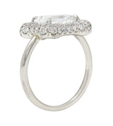 Contemporary 2.50 CTW Emerald Cut Diamond Platinum Pave Halo Engagement Ring GIA Wilson's Estate Jewelry