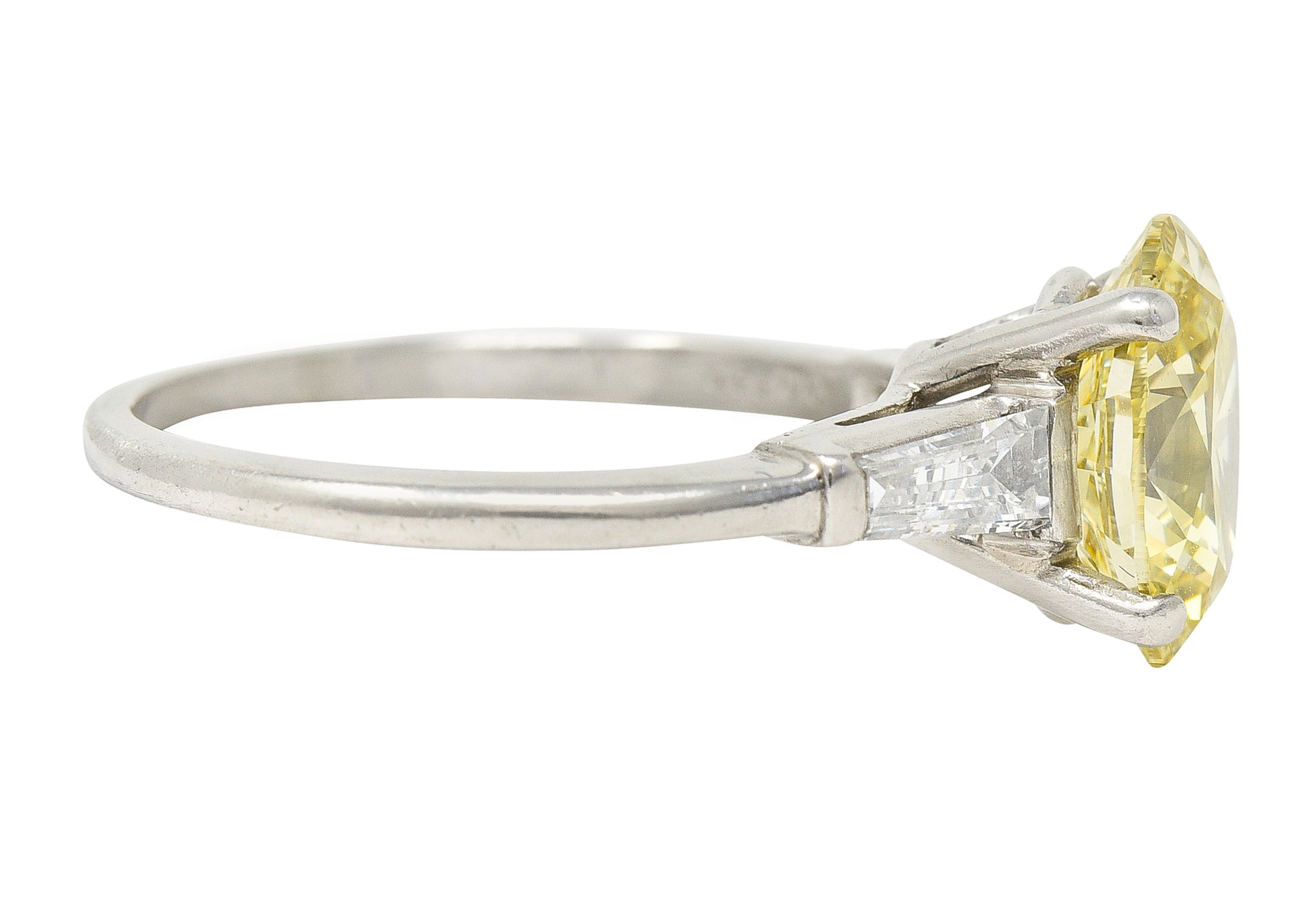 Vintage 2.53 CTW Fancy Intense Yellow Diamond & Diamond Platinum Engagement Ring GIA Wilson's Estate Jewelry
