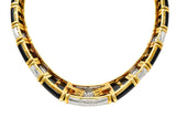 Vintage Onyx 9.60 CTW Pave Diamond 18 Karat Gold Collar NecklaceNecklace - Wilson's Estate Jewelry