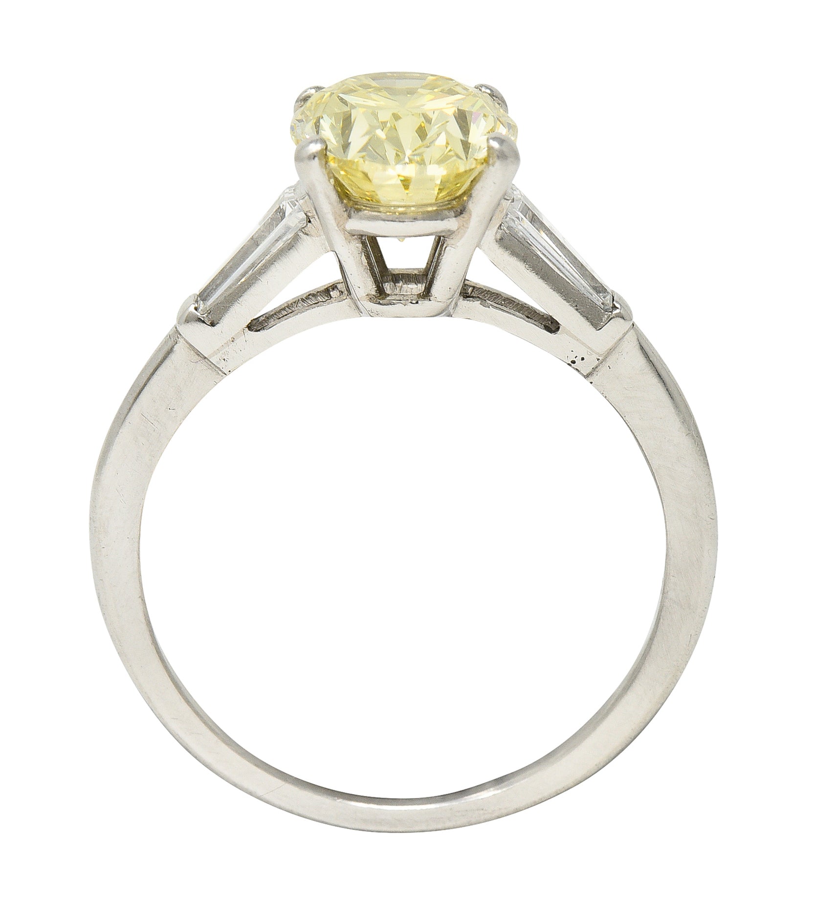 Vintage 2.53 CTW Fancy Intense Yellow Diamond & Diamond Platinum Engagement Ring GIA Wilson's Estate Jewelry
