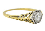 Edwardian 0.35 CTW Diamond Platinum-Topped 18 Karat Gold Foliate Engagement RingRing - Wilson's Estate Jewelry
