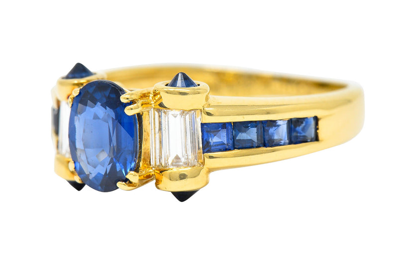 Innovative Sapphire Diamond 18 Karat Gold Gemstone RingRing - Wilson's Estate Jewelry