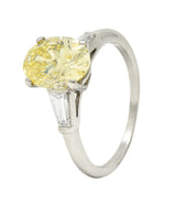 Vintage 2.53 CTW Fancy Intense Yellow Diamond & Diamond Platinum Engagement Ring GIA Wilson's Estate Jewelry