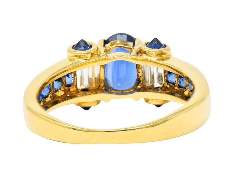 Innovative Sapphire Diamond 18 Karat Gold Gemstone RingRing - Wilson's Estate Jewelry