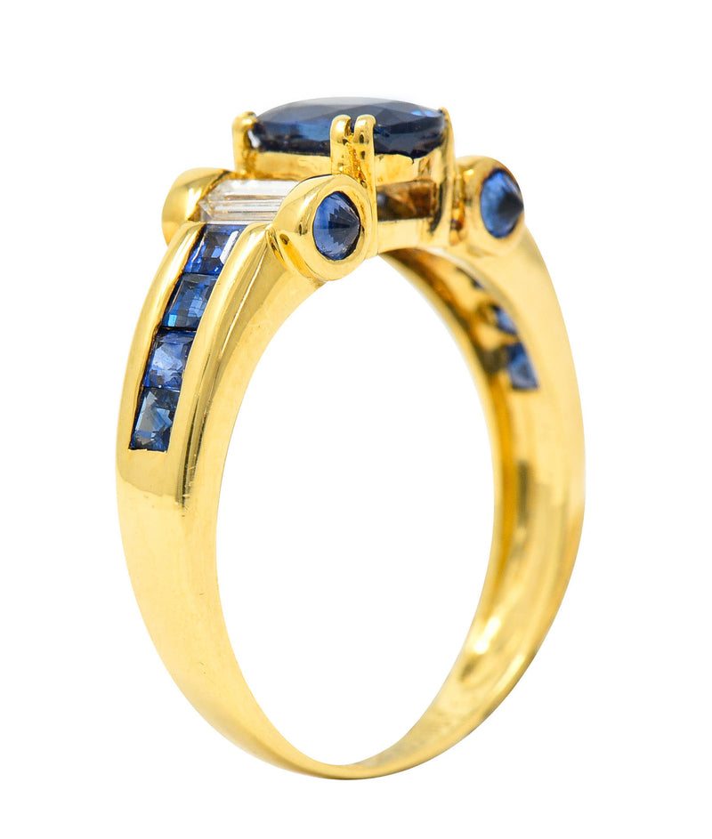 Innovative Sapphire Diamond 18 Karat Gold Gemstone RingRing - Wilson's Estate Jewelry