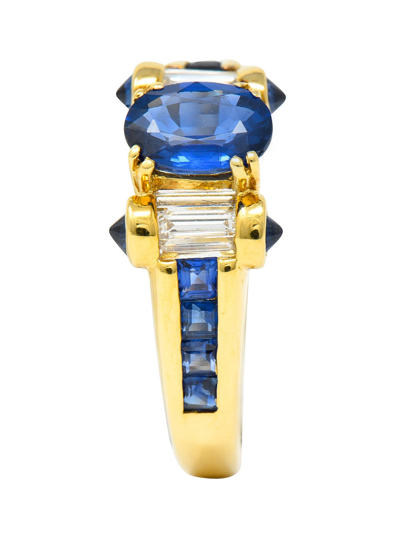 Innovative Sapphire Diamond 18 Karat Gold Gemstone RingRing - Wilson's Estate Jewelry