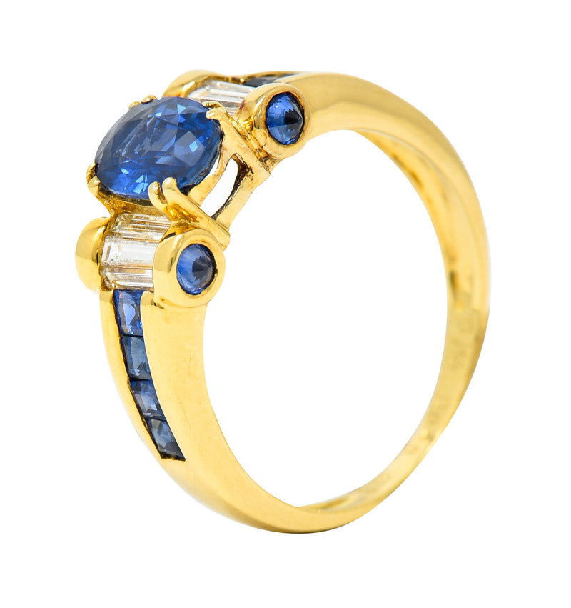 Innovative Sapphire Diamond 18 Karat Gold Gemstone RingRing - Wilson's Estate Jewelry