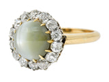 Edwardian Cat's Eye Chrysoberyl Diamond Platinum Cluster RingRing - Wilson's Estate Jewelry
