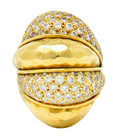 Henry Dunay 3.50 CTW Pave Diamond 18 Karat Gold Cynnabar Statement RingRing - Wilson's Estate Jewelry