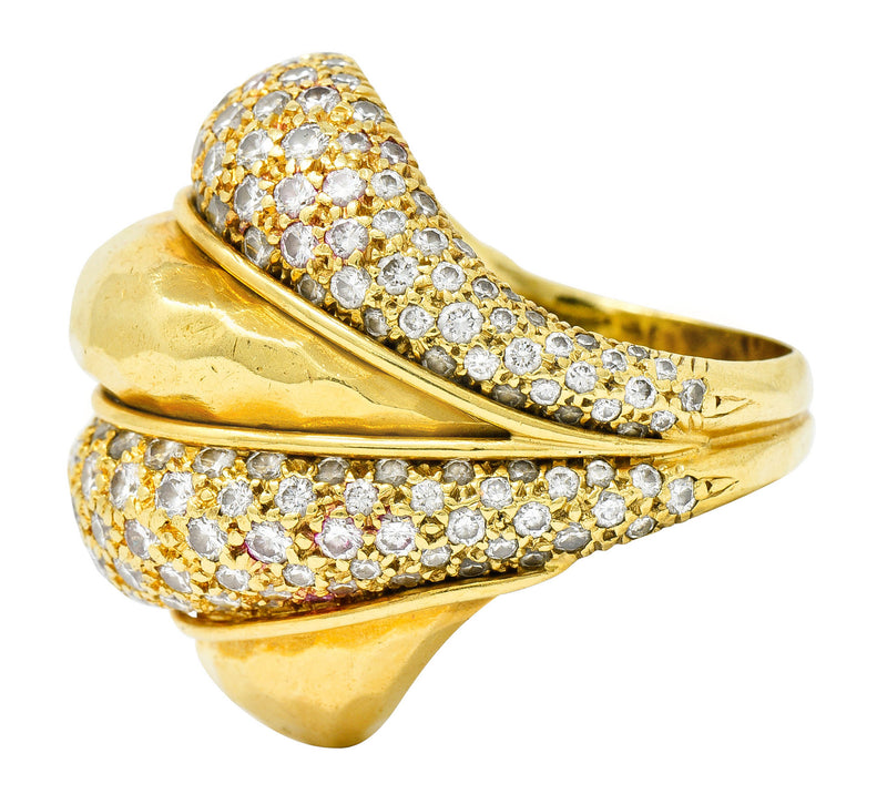 Henry Dunay 3.50 CTW Pave Diamond 18 Karat Gold Cynnabar Statement Ring ...