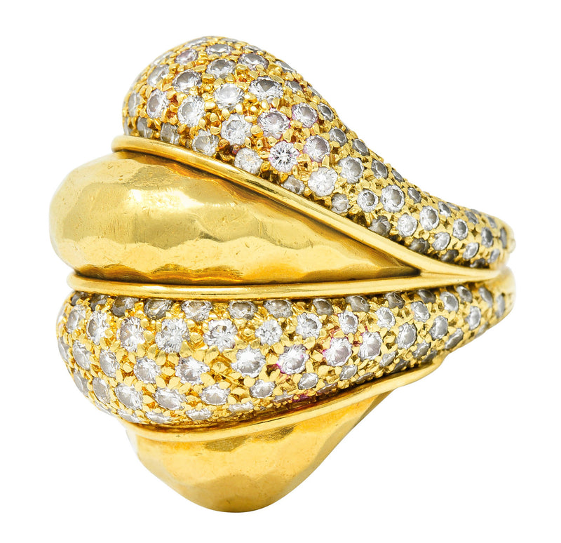 Henry Dunay 3.50 CTW Pave Diamond 18 Karat Gold Cynnabar Statement Ring ...