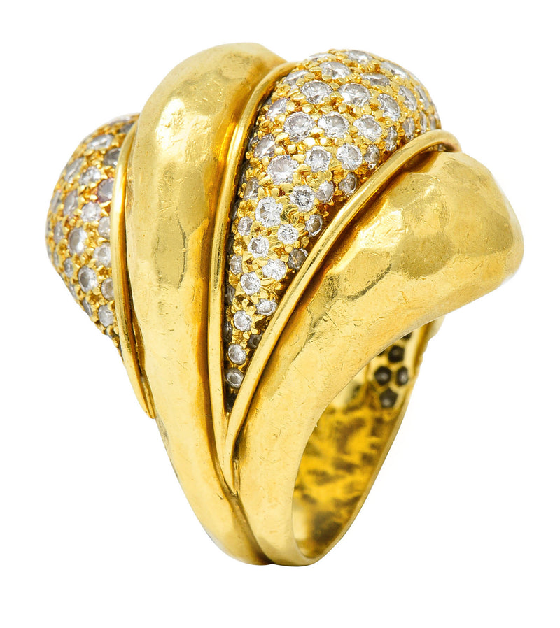 Henry Dunay 3.50 CTW Pave Diamond 18 Karat Gold Cynnabar Statement Ring ...