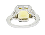 Green Beryl Diamond 18 Karat White Gold Square Halo Gemstone RingRing - Wilson's Estate Jewelry