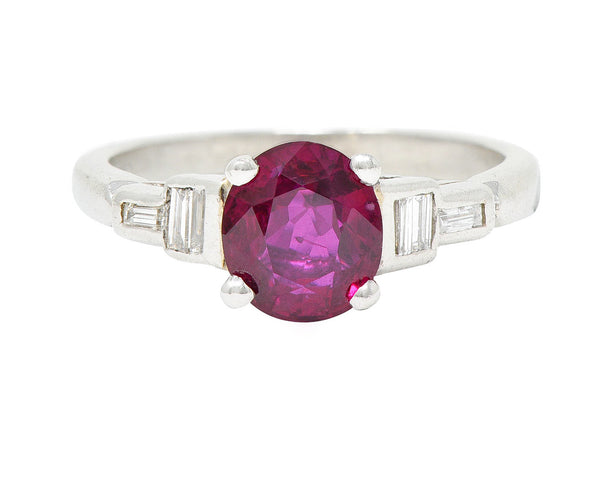 Vintage 1.66 CTW Ruby Diamond Platinum Gemstone RingRing - Wilson's Estate Jewelry