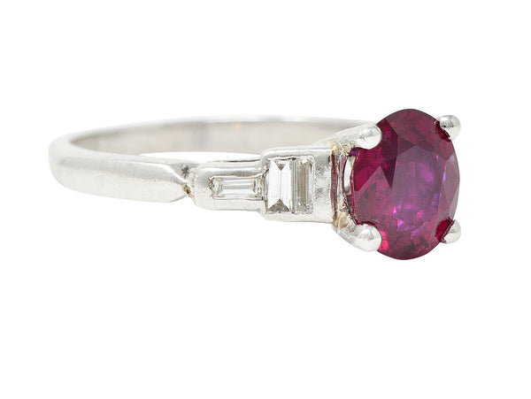 Vintage 1.66 CTW Ruby Diamond Platinum Gemstone RingRing - Wilson's Estate Jewelry