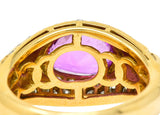 1990's Bulgari 3.15 CTW No Heat Pink Sapphire Diamond 18 Karat Gold Gancio Gemstone RingRing - Wilson's Estate Jewelry