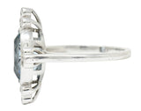 1960's Vintage 2.05 CTW Aquamarine Diamond Platinum Cluster RingRing - Wilson's Estate Jewelry