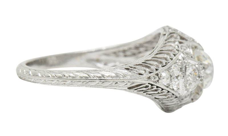 Edwardian 1.36 CTW Old Mine Diamond Platinum Engagement Ring GIARing - Wilson's Estate Jewelry