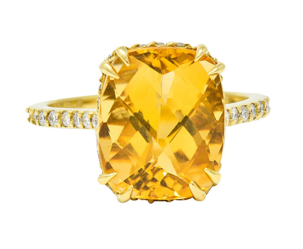 Sunny Citrine Diamond 18 Karat Gold Gemstone Cocktail RingRing - Wilson's Estate Jewelry