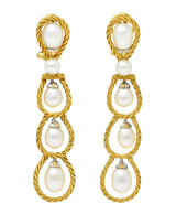 Buccellati Pearl 18 Karat Two-Tone Gold Drop EarringsEarrings - Wilson's Estate Jewelry