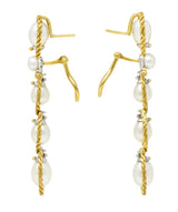 Buccellati Pearl 18 Karat Two-Tone Gold Drop EarringsEarrings - Wilson's Estate Jewelry