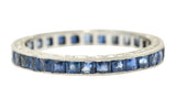 Art Deco 2.25 CTW French Cut Sapphire Platinum Eternity Band RingRing - Wilson's Estate Jewelry