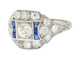 Art Deco Sapphire 1.58 CTW Diamond Platinum Dinner RingRing - Wilson's Estate Jewelry
