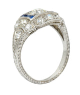 Art Deco Sapphire 1.58 CTW Diamond Platinum Dinner RingRing - Wilson's Estate Jewelry