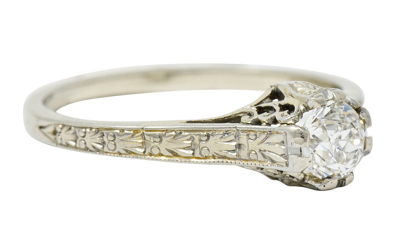 Art Deco 0.33 CTW Diamond 19 Karat White Gold Engagement RingRing - Wilson's Estate Jewelry