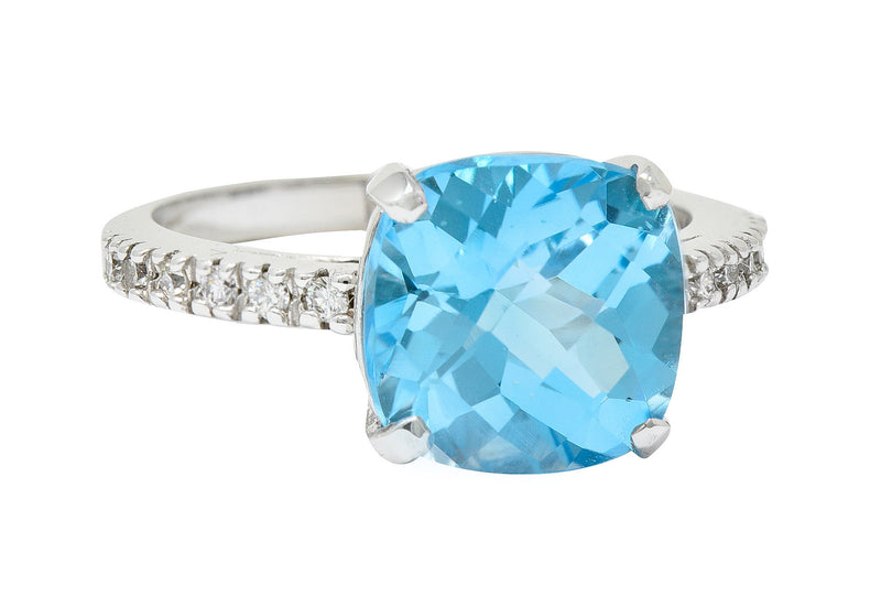 Blue Topaz Diamond 18 Karat White Gold Gemstone RingRing - Wilson's Estate Jewelry