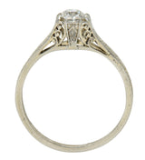 Art Deco 0.33 CTW Diamond 19 Karat White Gold Engagement RingRing - Wilson's Estate Jewelry