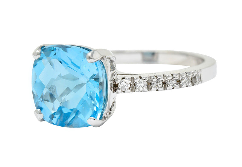 Blue Topaz Diamond 18 Karat White Gold Gemstone RingRing - Wilson's Estate Jewelry