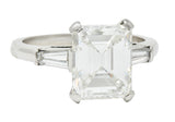 1950's Mid-Century 4.12 CTW Diamond Platinum Three Stone Ring GIARing - Wilson's Estate Jewelry