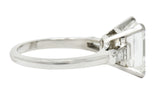 1950's Mid-Century 4.12 CTW Diamond Platinum Three Stone Ring GIARing - Wilson's Estate Jewelry