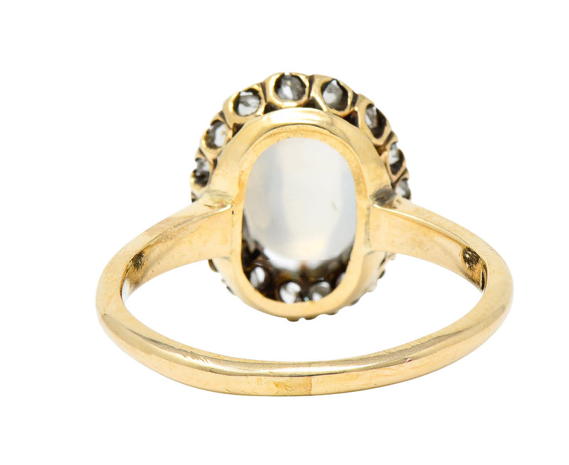 Victorian Moonstone Cabochon Diamond 14 Karat Gold Cluster RingRing - Wilson's Estate Jewelry