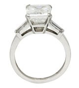 1950's Mid-Century 4.12 CTW Diamond Platinum Three Stone Ring GIARing - Wilson's Estate Jewelry