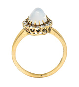 Victorian Moonstone Cabochon Diamond 14 Karat Gold Cluster RingRing - Wilson's Estate Jewelry