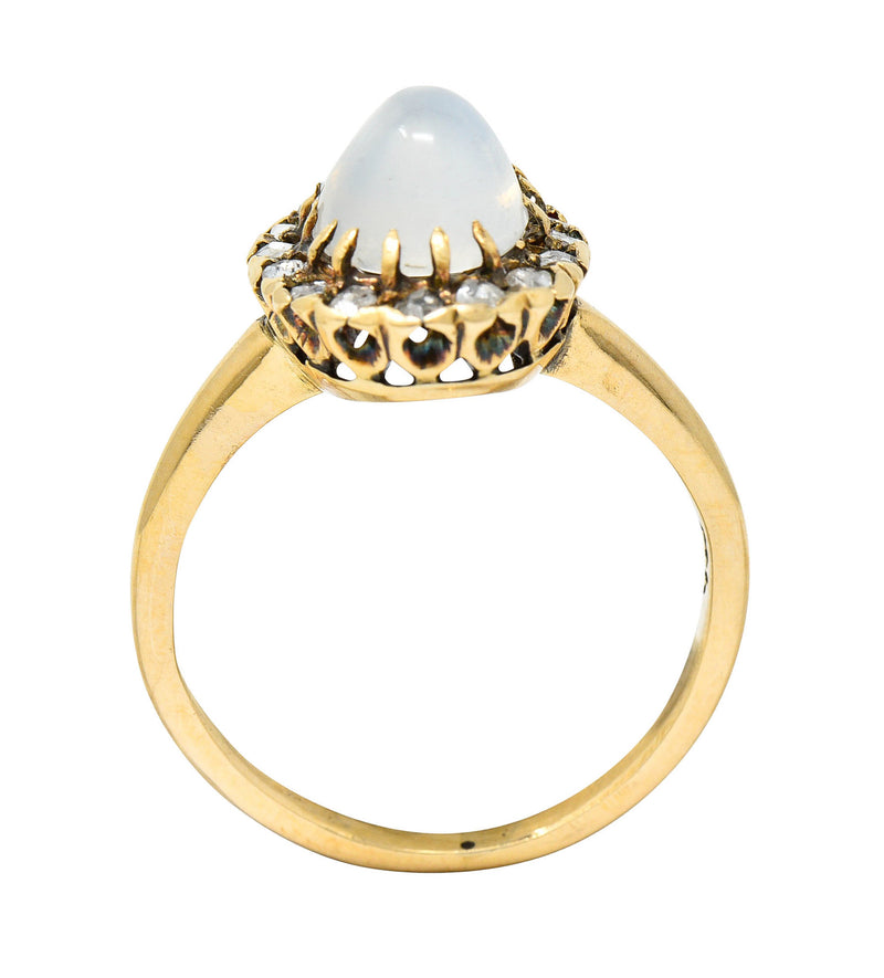 Victorian Moonstone Cabochon Diamond 14 Karat Gold Cluster RingRing - Wilson's Estate Jewelry