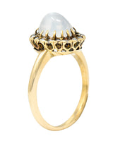 Victorian Moonstone Cabochon Diamond 14 Karat Gold Cluster RingRing - Wilson's Estate Jewelry