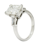 1950's Mid-Century 4.12 CTW Diamond Platinum Three Stone Ring GIARing - Wilson's Estate Jewelry