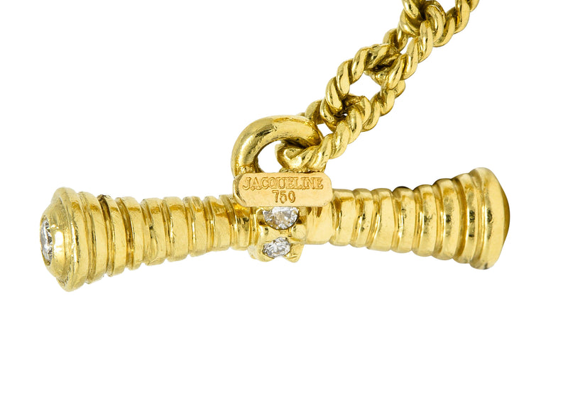 Modern 1.75 CTW Pave Diamond 18 Karat Gold Curb Link Toggle Braceletbracelet - Wilson's Estate Jewelry