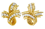 1950's Mid-Century 1.45 CTW Diamond 18 Karat Two-Tone Gold Twisted Rope Ear-Clip EarringsEarrings - Wilson's Estate Jewelry