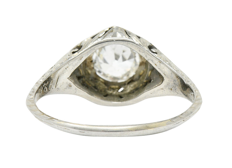 1926 Art Deco 0.76 CTW Diamond 18 Karat White Gold Hexagonal Engagement RingRing - Wilson's Estate Jewelry