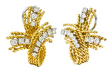 1950's Mid-Century 1.45 CTW Diamond 18 Karat Two-Tone Gold Twisted Rope Ear-Clip EarringsEarrings - Wilson's Estate Jewelry