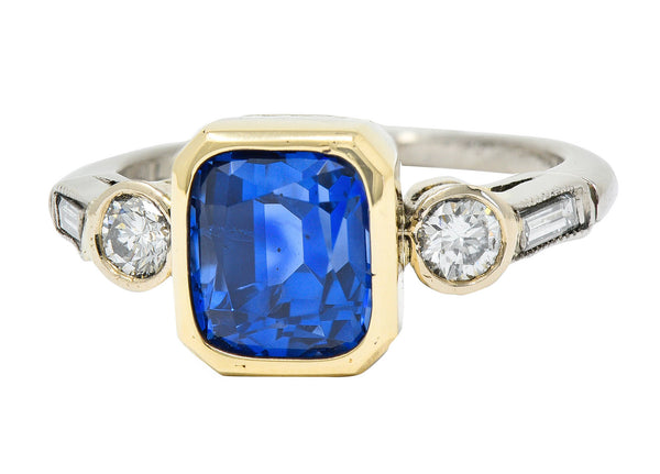 Mid-Century 3.65 CTW Sapphire Diamond 14 Karat Gold Palladium Gemstone RingRing - Wilson's Estate Jewelry